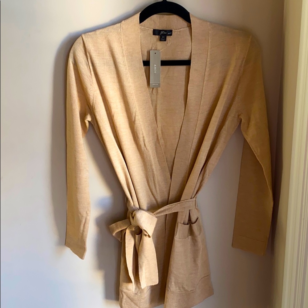 J crew %100 merino wool belted cardigan size XS